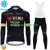 Visma Lease A Bike Radbekleidung Radtrikot Langarm + Lang Trägerhose Winter Thermal Fleece 2024 N001